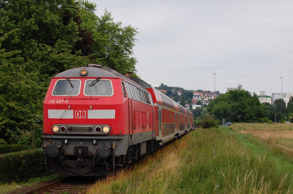 218 497-6 von Glauburg nach Frankfurt zwischen Oberdorfelden und Kilianstdten,02.07.12