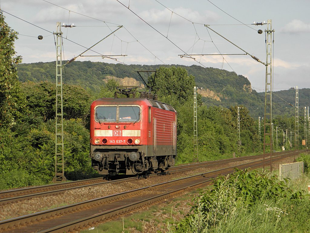 DB 143 637-7 solo in Limperich am 21.7.2011