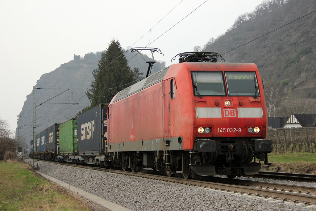 DB 145 032-9  Probefahrt  in Leutesdorf am 17.3.2012