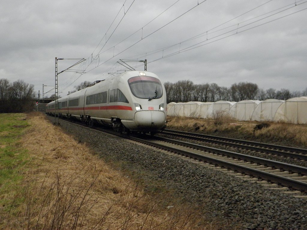 ICE-T (Nummer leider unbekannt) auf einer berfhrungsfahrt durch Bornheim am 5.2.2011