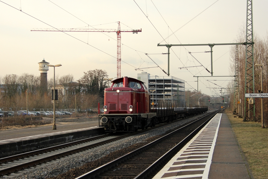 V100 1200 vom Eisenbahnmuseum Wrzburg i.E. fr die Brohltalbahn in Bonn-Oberkassel am 3.2.2012
