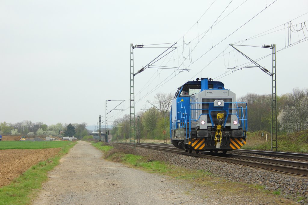 Vossloh G6(650 077-7) als Tfzf in Vilich-Mldorf am 5.4.2012