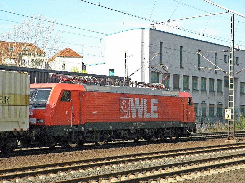 WLE 81 (BR 189) mit dem Warsteiner Ganzzug in Porz(Rhein) am 2.4.2011